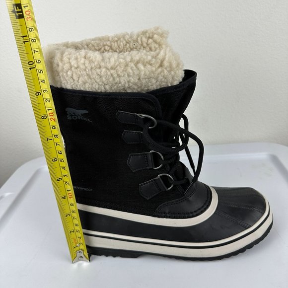 Sorel Womens Winter Carnival Boots Size 8 Black Waterproof Faux Fur Canvas - Picture 15 of 15
